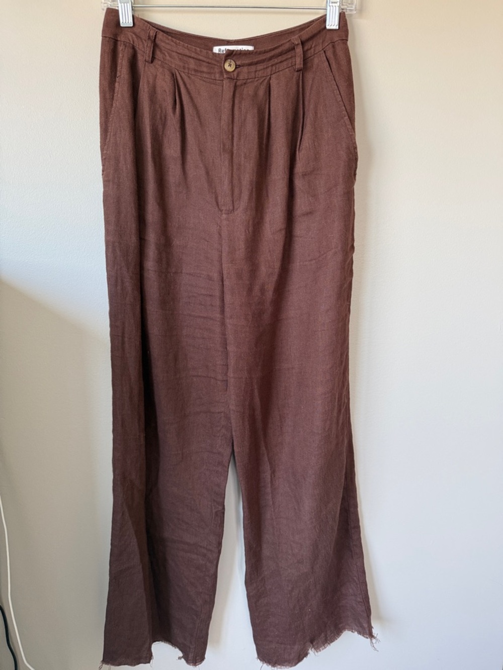 Reformation Brown Wide-Leg Linen Pants